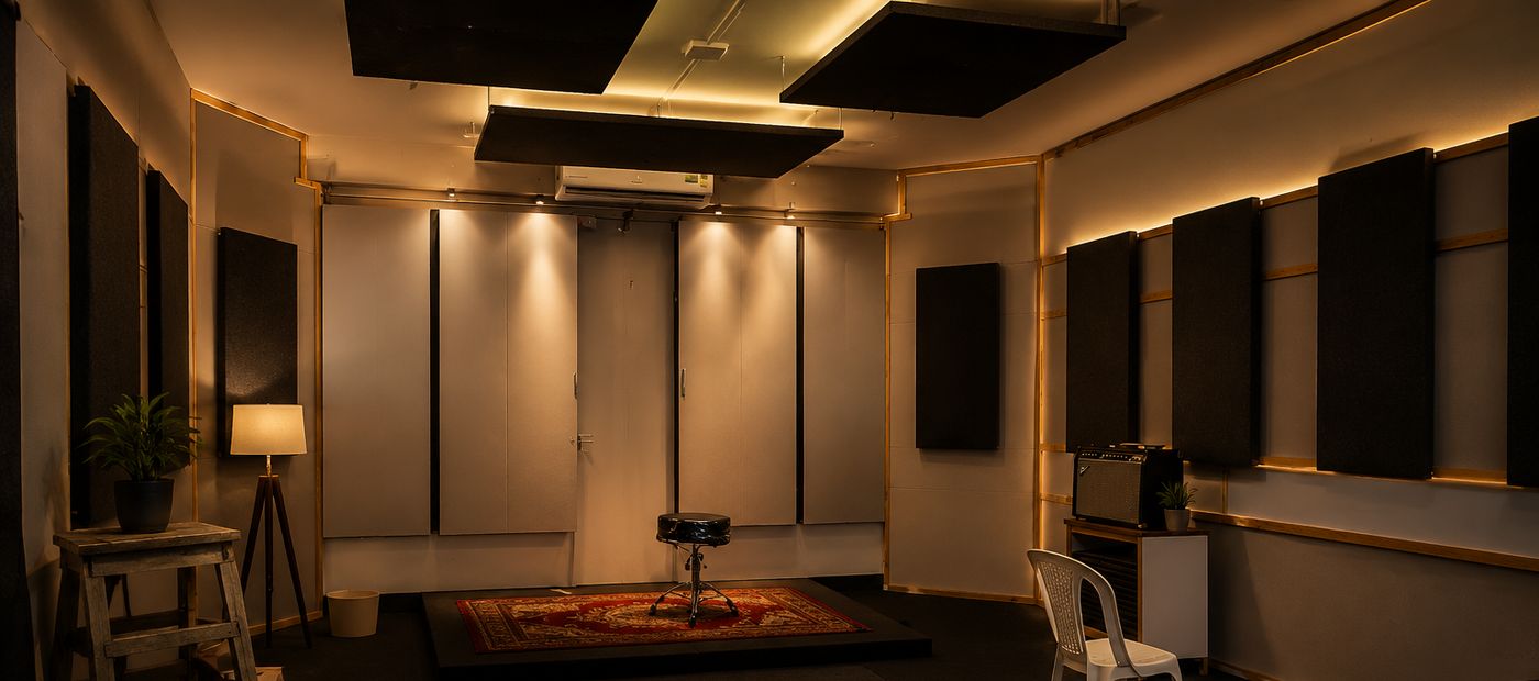 Wide view of the live room